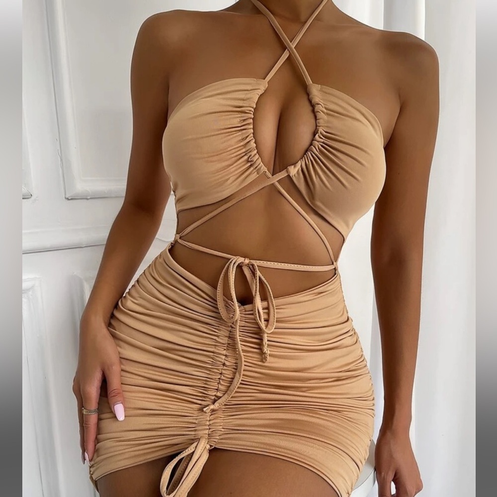 Shein Cut Out Nude Dress